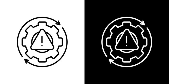 Inefficient icon, outline vector on white and black backgrounds.