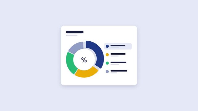 Donut pie chart market share infographic flat animation loop