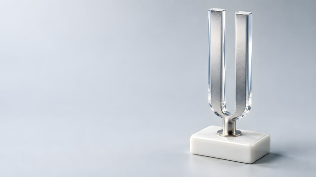 Tuning Fork Model on White Base with Copy Space