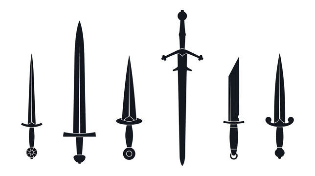 Collection of Medieval Swords and Daggers Silhouettes