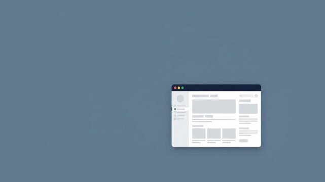 Website browser window zooming in and out with smooth flat UI design