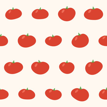 Seamless Morning Tomatoes pattern in red and green