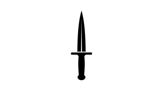 Isolated black dagger silhouette, sharp pointed weapon
