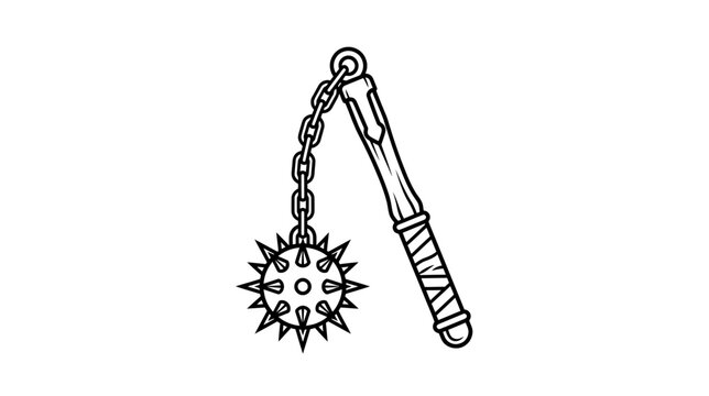 Medieval Spiked Flail Weapon Illustration