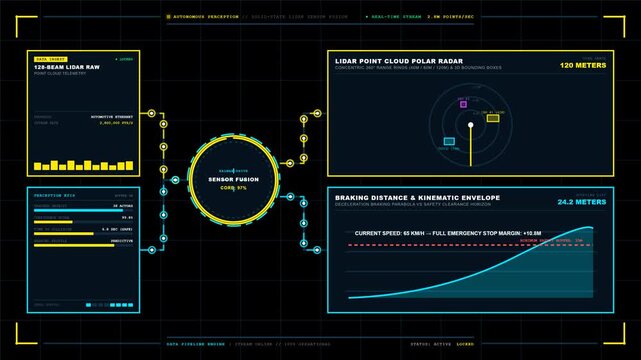 Autonomous vehicle lidar sensor fusion dashboard with real-time telemetry data tracking
