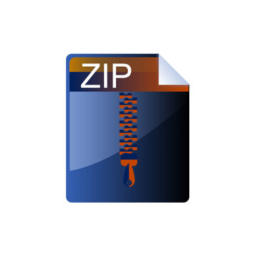 ZIP file format icon with zipper graphic vector icon design, perfect for archive, compression, software, and digital storage illustration concepts