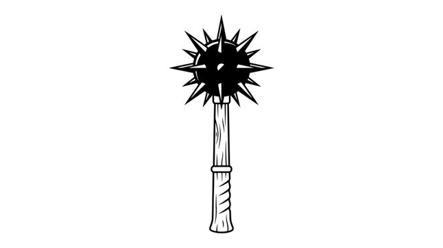Medieval Spiked Flail Weapon Isolated