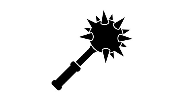Medieval Spiked Flail Weapon Icon Silhouette