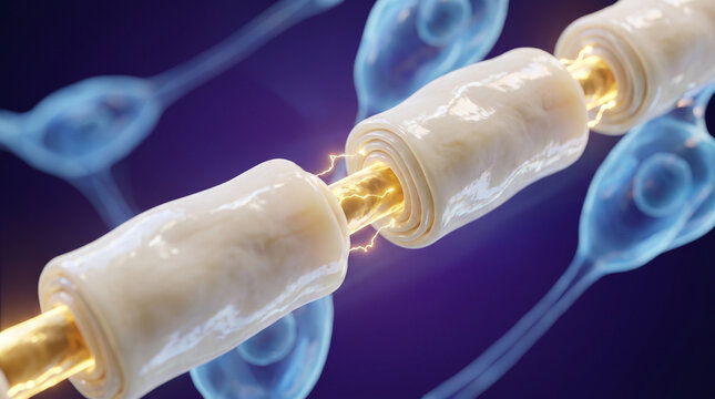 A Detailed Scientific Visualization of a Myelinated Nerve Axon With Electric Nerve Impulses