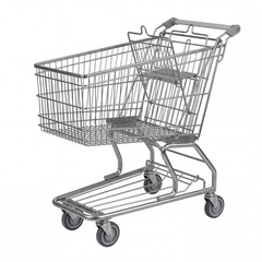 Empty metal shopping cart isolated on white background 2. © Isolated Media