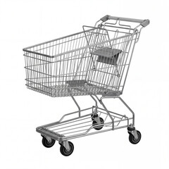 Empty metal shopping cart isolated on white background 3. © Isolated Media