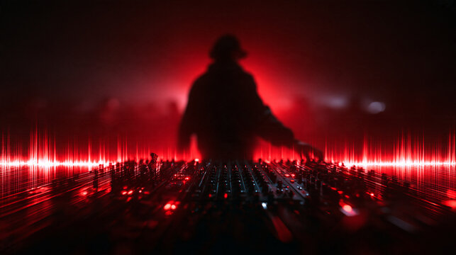DJ Silhouette Mixing Music at Nightclub Electronic Concert