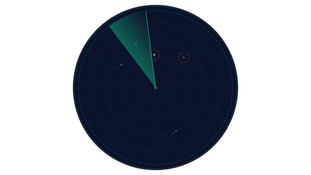 Arpa Maritime Navigation Radar Interface with Rotating Green Sweep and Red Collision Cpa Alarm Circles