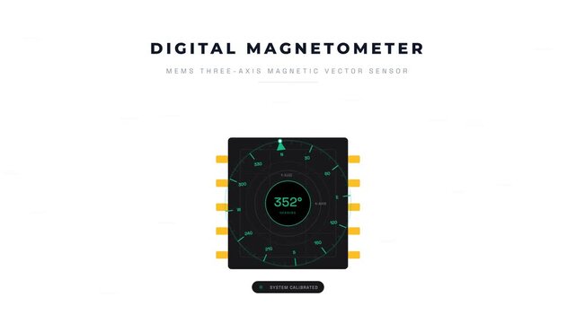 Digital Magnetometer Mems Compass Sensor Microchip with Rotating Heading and Oled Status Ring
