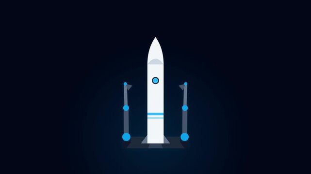 Futuristic Rocket Launchpad Startup with Articulated Robotic Arms and Engine Ignition Sequence