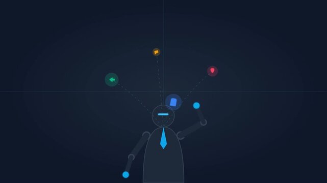 Stylized Professional Businessman Orchestrating Dynamic Social Media Marketing Holograms for Digital Strategy Concept