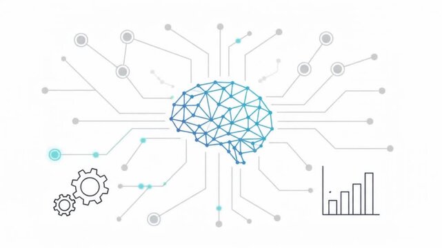 Artificial Intelligence Brain Neural Network and Business Growth Animation