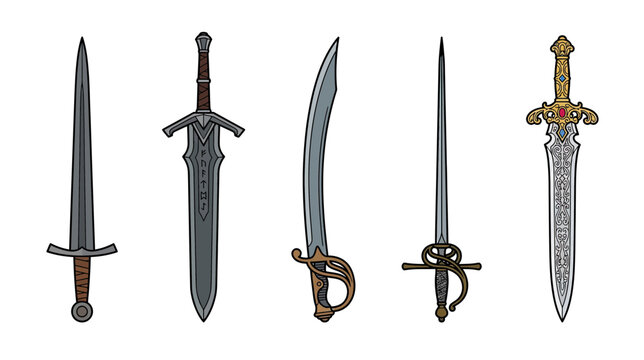 Collection of Diverse Swords Isolated on Transparent Background