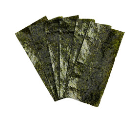 Sheets of dried roasted seaweed nori isolated on transparent background © m________k____