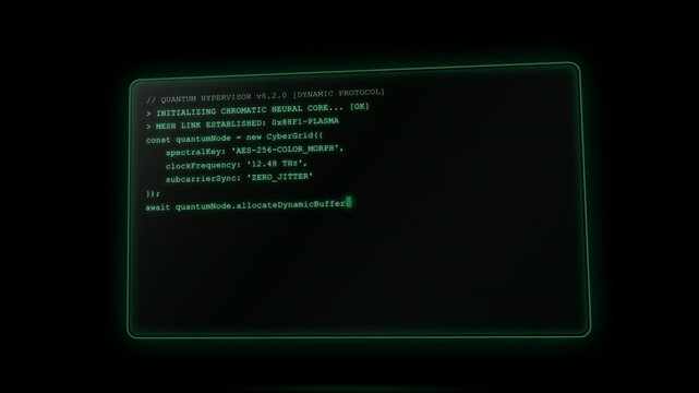 Terminal code typing on green glowing computer screen background