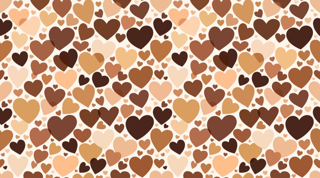 Seamless Pattern of Hearts in Different Skin Tones &ndash; Love, Diversity and Racial Equality Vector Background
