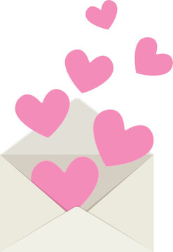 Love Letter with Pink Hearts, valentine's day, vector design