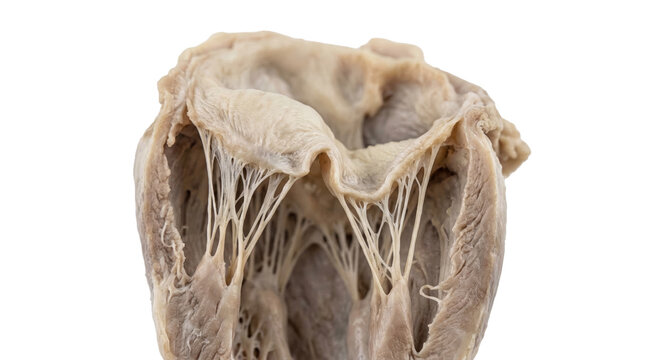 Anatomical human cardiac mitral valve specimen isolated on white background PNG