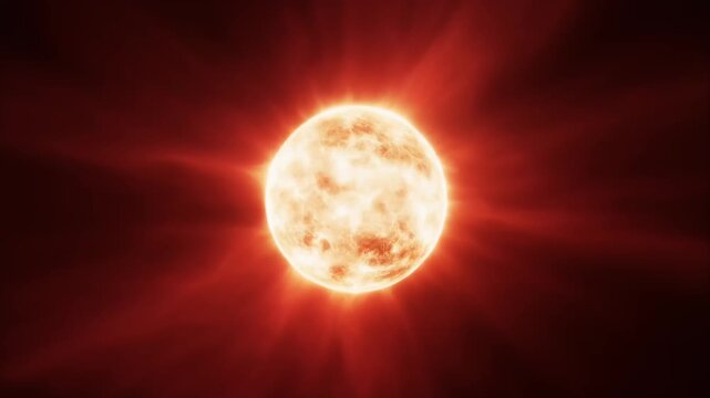 Glowing celestial body emitting radiant solar flares in the deep darkness of outer space 4K Generative AI