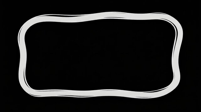 Hand Drawn White Rounded Rectangle Frame Animation on Black Background