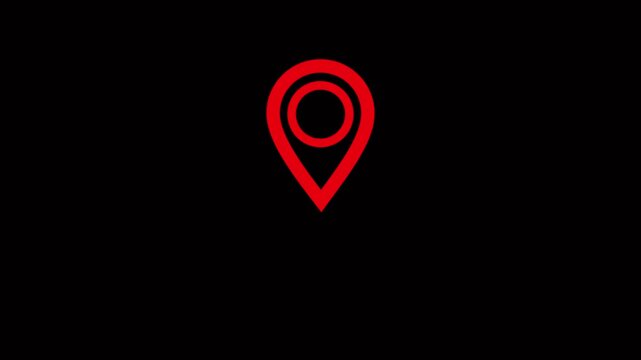 location pin animation, map marker icon, navigation pointer effect, GPS tracking overlay, alpha channel black background.4k