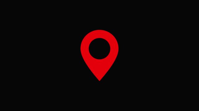 GPS location pointer animated with radio wave, location pointer, pin icon on red color icon animation.4k