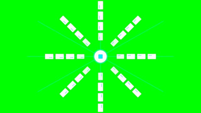 Saas Elastic Cloud Infrastructure Server Blade Matrix with Load Balanced Data Conduits on Green Screen