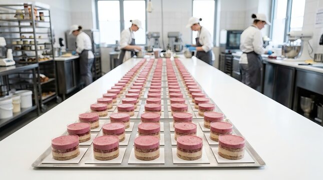 Bakers Preparing Exquisite Desserts in a Kitchen