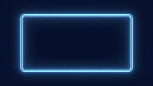Blue Neon Double Line Rectangle Frame Animation with Copy Space