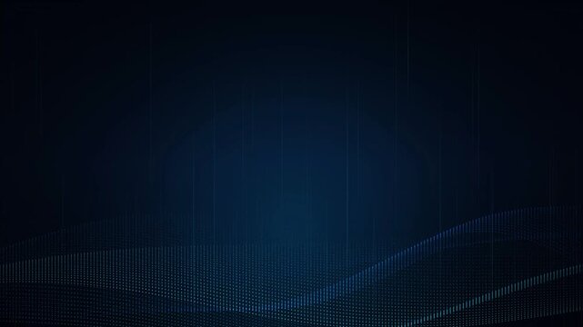 Abstract Digital Particle Wave Technology Background Animation, Glowing Blue Light Lines and Vertical Data Streaks, Futuristic Network Visualization