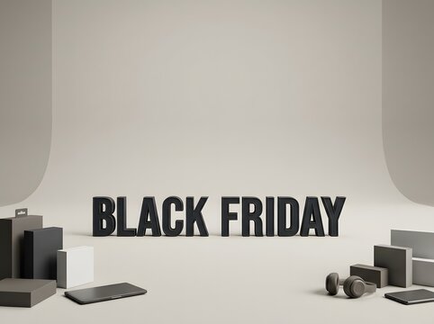 Black friday text with shopping bags and electronic gadgets for seasonal retail sales