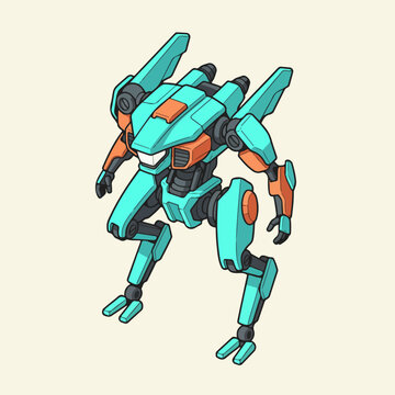 Cute Cartoon Robot Character Illustration