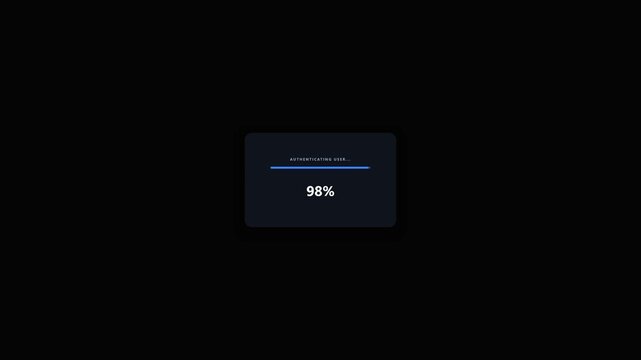 Animated authenticating user loading progress bar UI dark mode