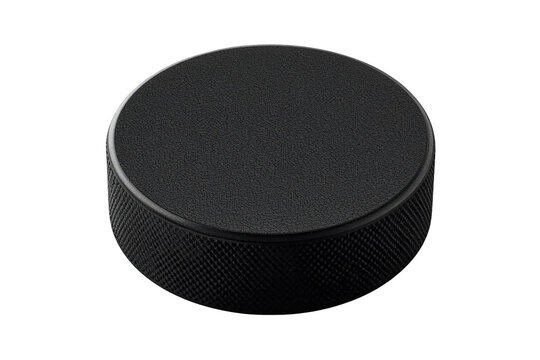Charming black textured hockey puck visual accent