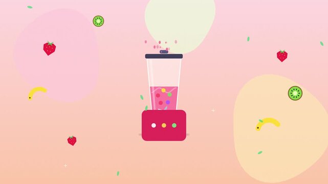 Colorful abstract shapes and hearts with a blender animation in a seamless pattern
