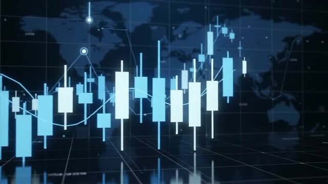 Blue Stock Market Candlestick Trading Chart Animation