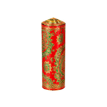 Colorful Indian Anar Fountain Firecracker with Red Green and Gold Packaging Transparent PNG Cutout