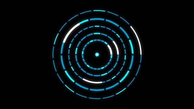 Animated circular loading rings overlay loop on black background