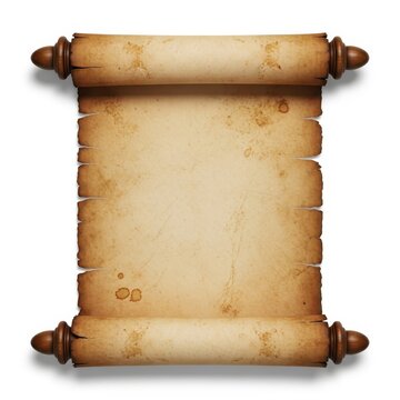 Ancient scroll isolated on white background