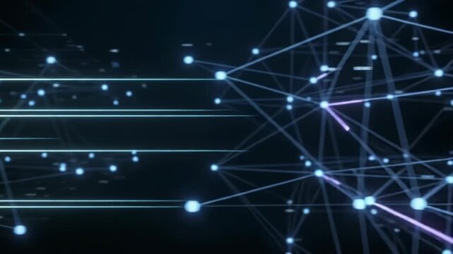 Multidimensional Cyber Grid Network with Glowing Data Beams Pulsing Through Interconnected Blue Plexus Nodes in a Deep Virtual Reality Cyberspace Environment