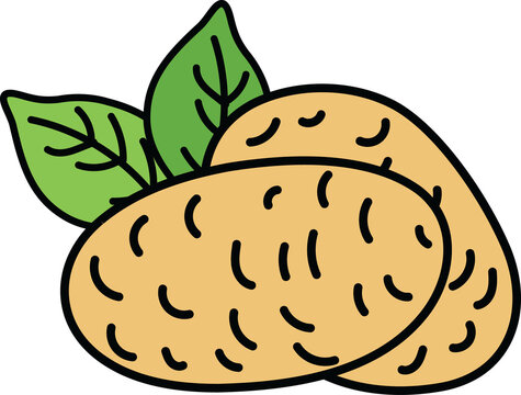 Cute Potato with Green Leaves