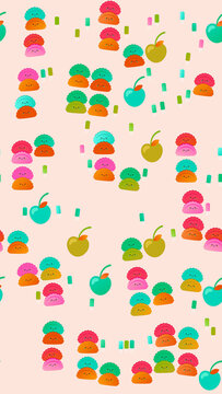 Cute cartoon dumplings and apples pattern