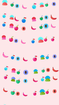 Cute cartoon fruits and dumplings pattern