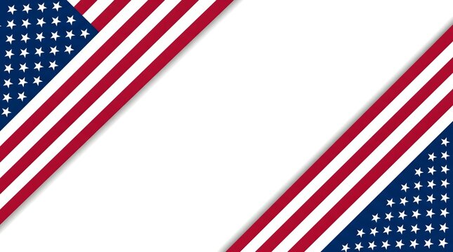American flag corner design with stars and stripes pattern isolated on white background