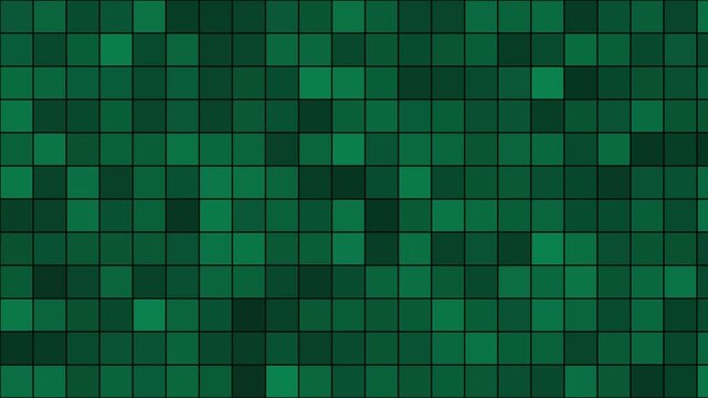 Abstract dark green mosaic pixel grid background with subtle shifting light patterns video